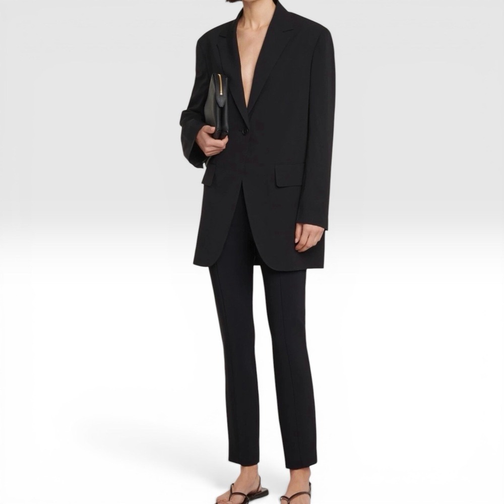 The Row Black Tailored Trousers Slim Ankle Pants USA Stretch Minimalist Luxe 4 S
